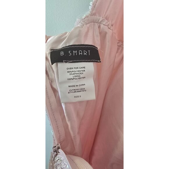 B.Smart  Sequin Spaghetti Strap Formal Gown Light Pink/Iridescent - Picture 10 of 12